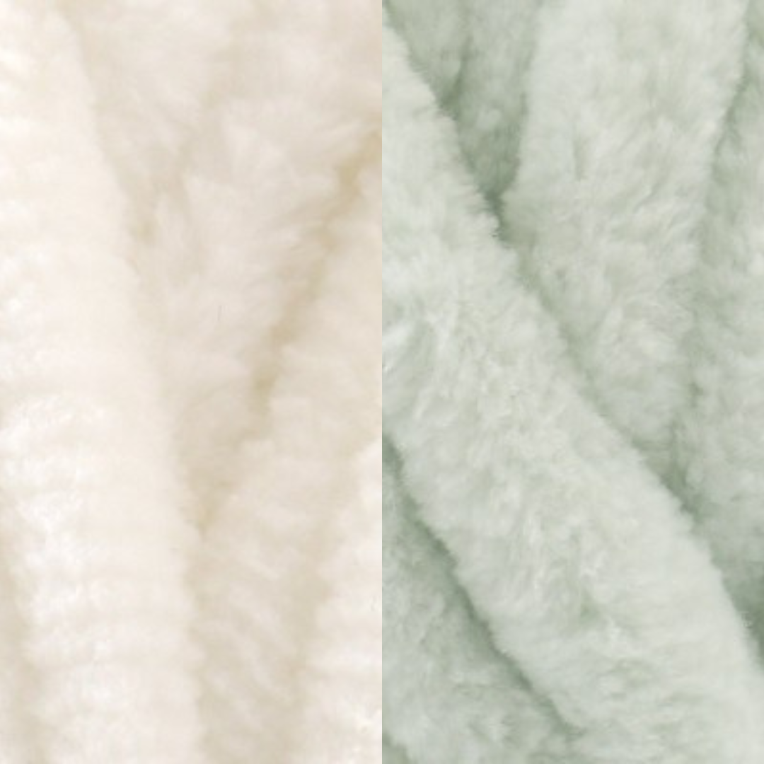 Marshmallow Snuggle Square | Hand-Knitted Chenille Comforter with Custom Two-Colour Design
