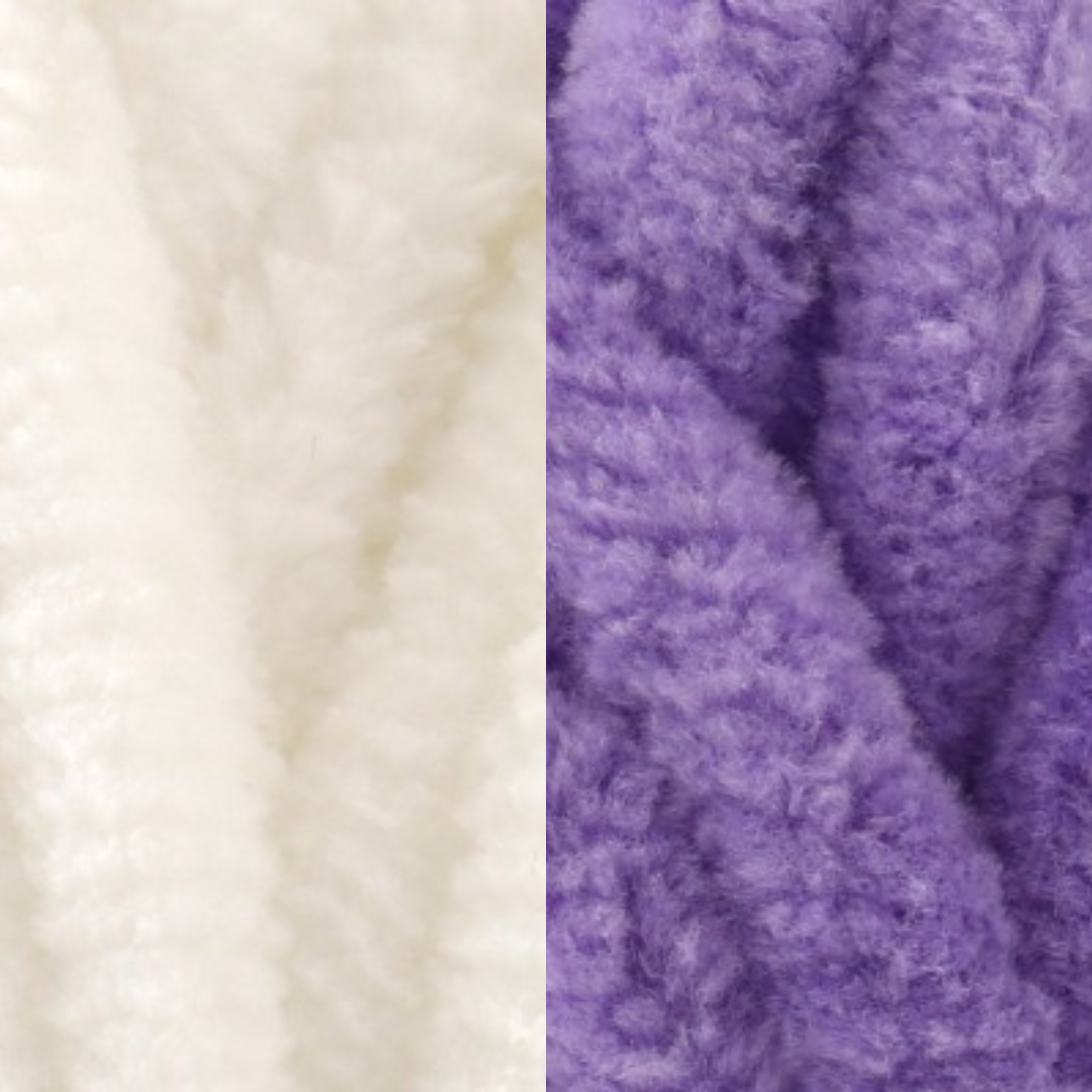 Marshmallow Snuggle Square | Hand-Knitted Chenille Comforter with Custom Two-Colour Design