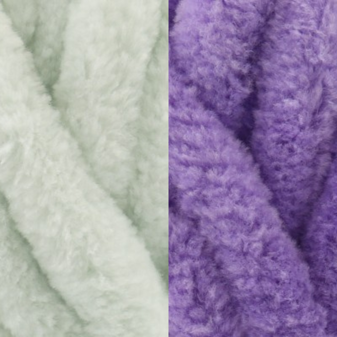 Marshmallow Snuggle Square | Hand-Knitted Chenille Comforter with Custom Two-Colour Design