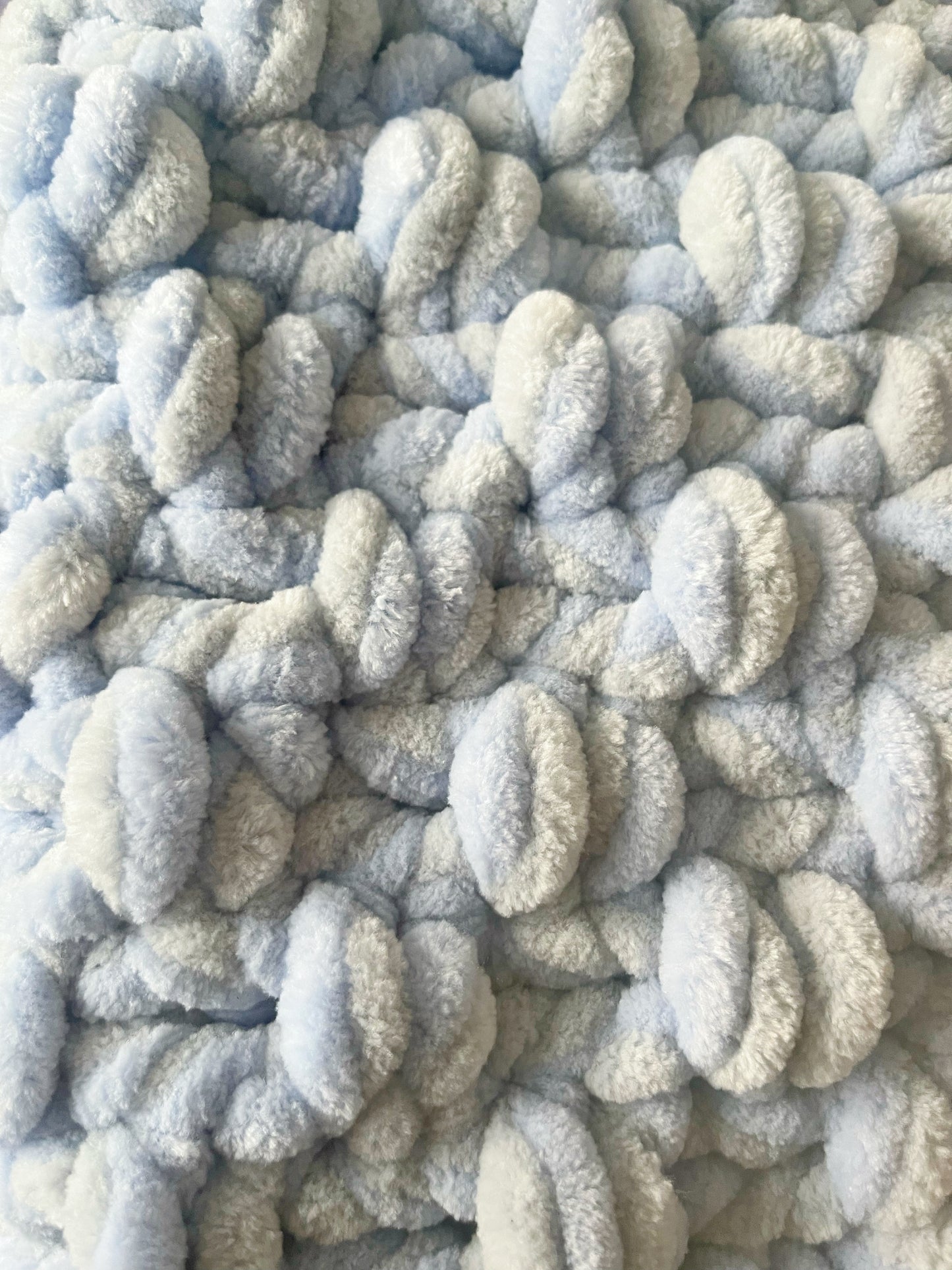Marshmallow Snuggle Square | Hand-Knitted Chenille Comforter with Custom Two-Colour Design