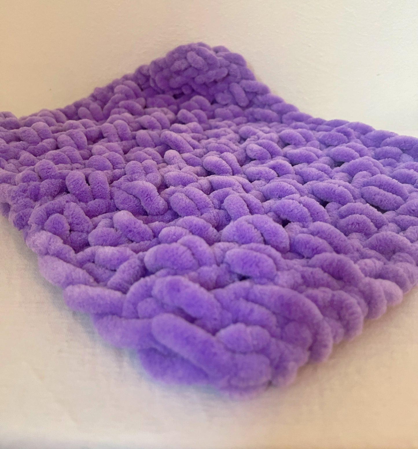 Snuggle Square Baby Comforter | Hand-Knitted Velvet Chenille, Super Chunky Knit (No Dummy Loop)