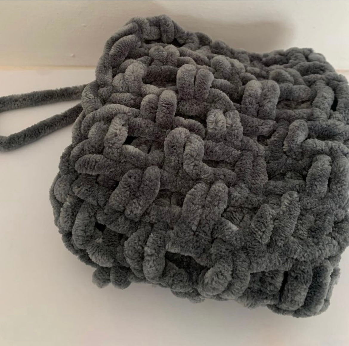 Snuggle Square Baby Comforter | Hand-Knitted Velvet Chenille, Super Chunky Knit (With Dummy Loop)