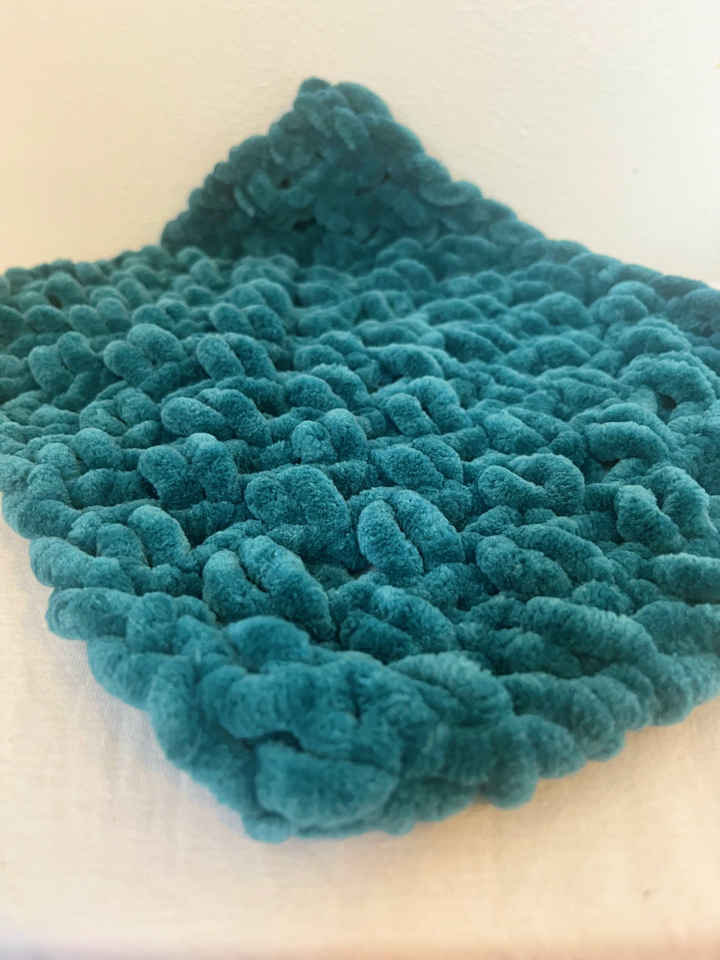 Snuggle Square Baby Comforter | Hand-Knitted Velvet Chenille, Super Chunky Knit (No Dummy Loop)