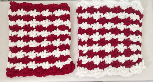Christmas Snuggle Square Comforter | Red & White Chenille Baby Lovey