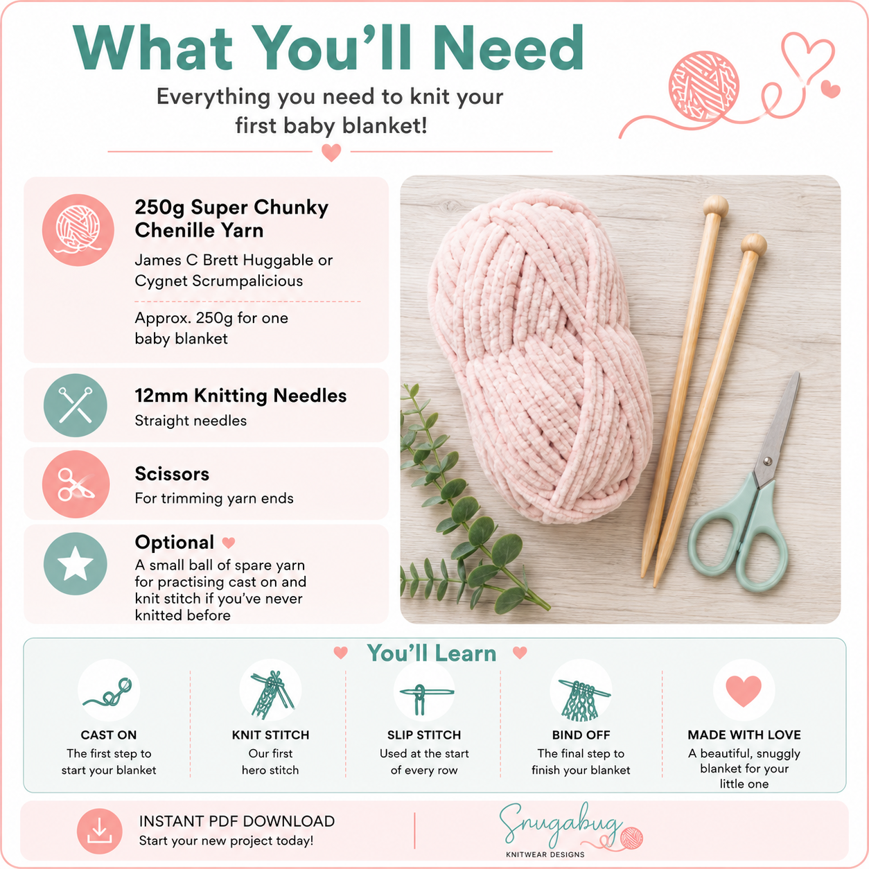 Learn to Knit a Baby Blanket for Beginners – Digital Pattern