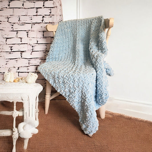 Knitted Chenille Toddler Blanket + Matching Snuggle Square Comforter | Cosy Toddler Blanket Gift Set