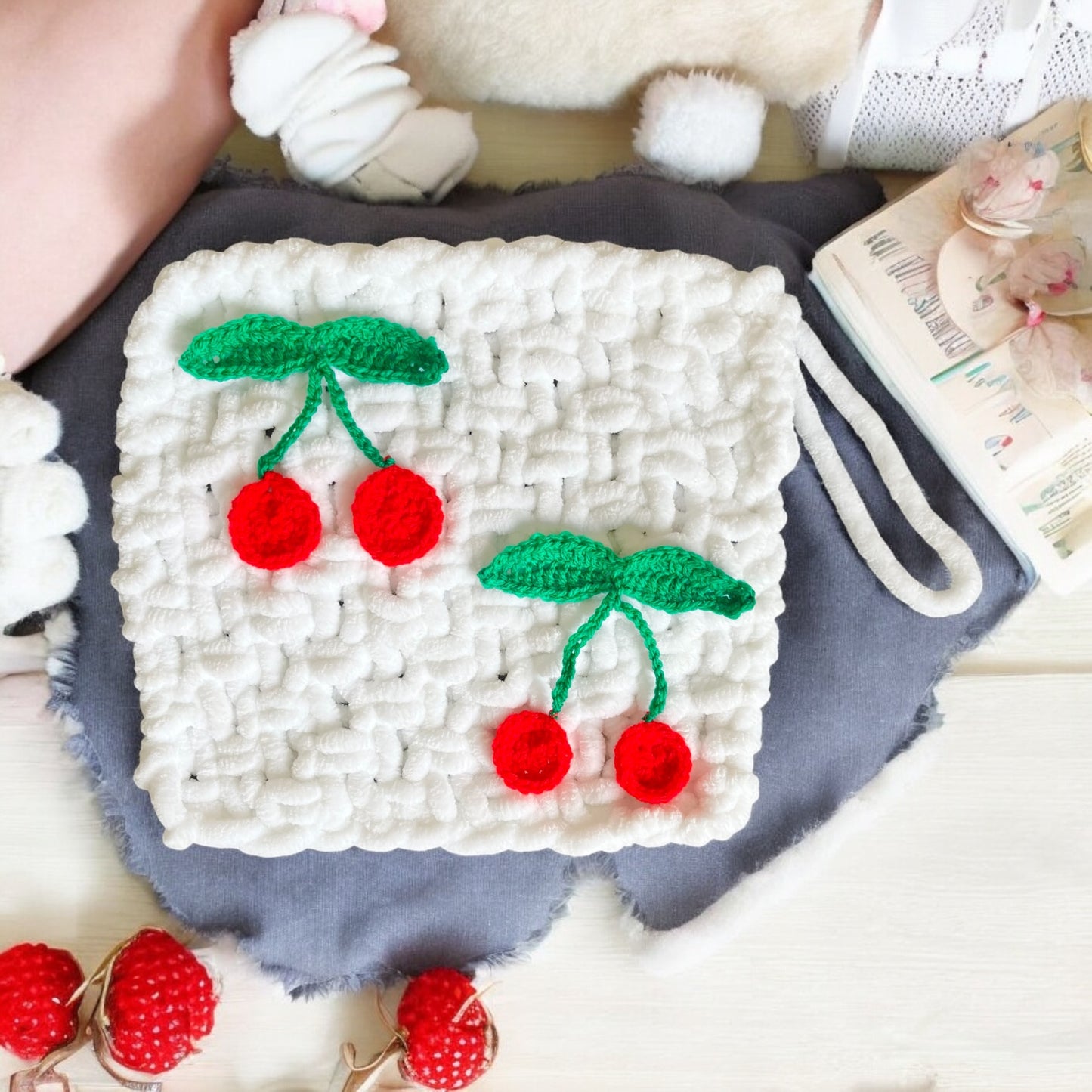 Cherries Snuggle Squares - WITH dummy loop
