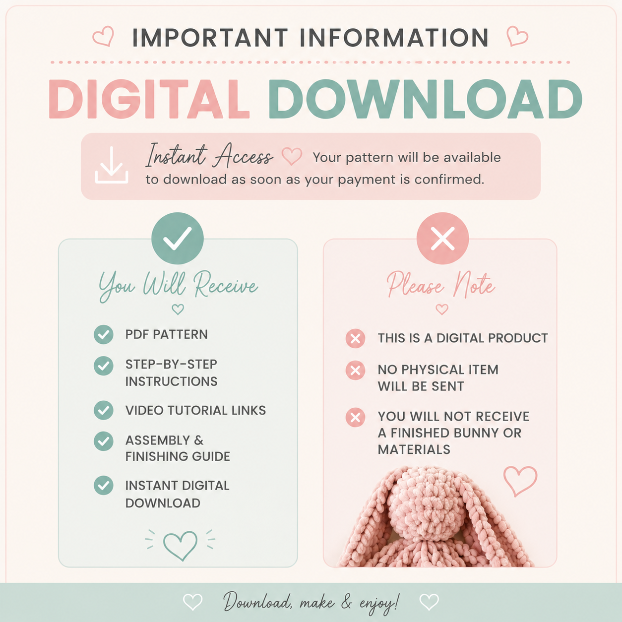 Knit and Crochet Bunny Comforter – Digital Download Pattern