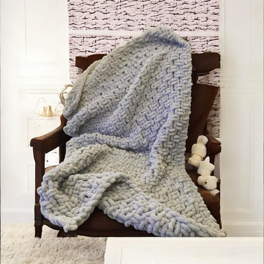 Knitted Chenille Toddler Blanket + Matching Snuggle Square with Dummy Loop | Soft Toddler Blanket Gift Set