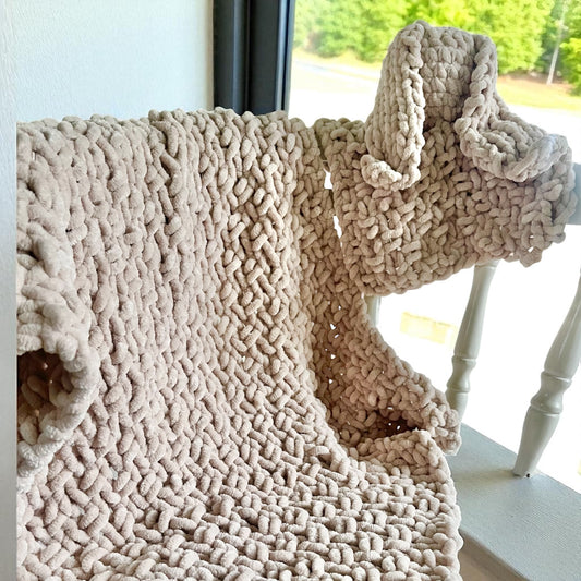 Baby Blanket & Snuggle Bunny Gift Set | Handmade Chenille Blanket & Plush Bunny Comforter | Custom Colour Newborn Gift