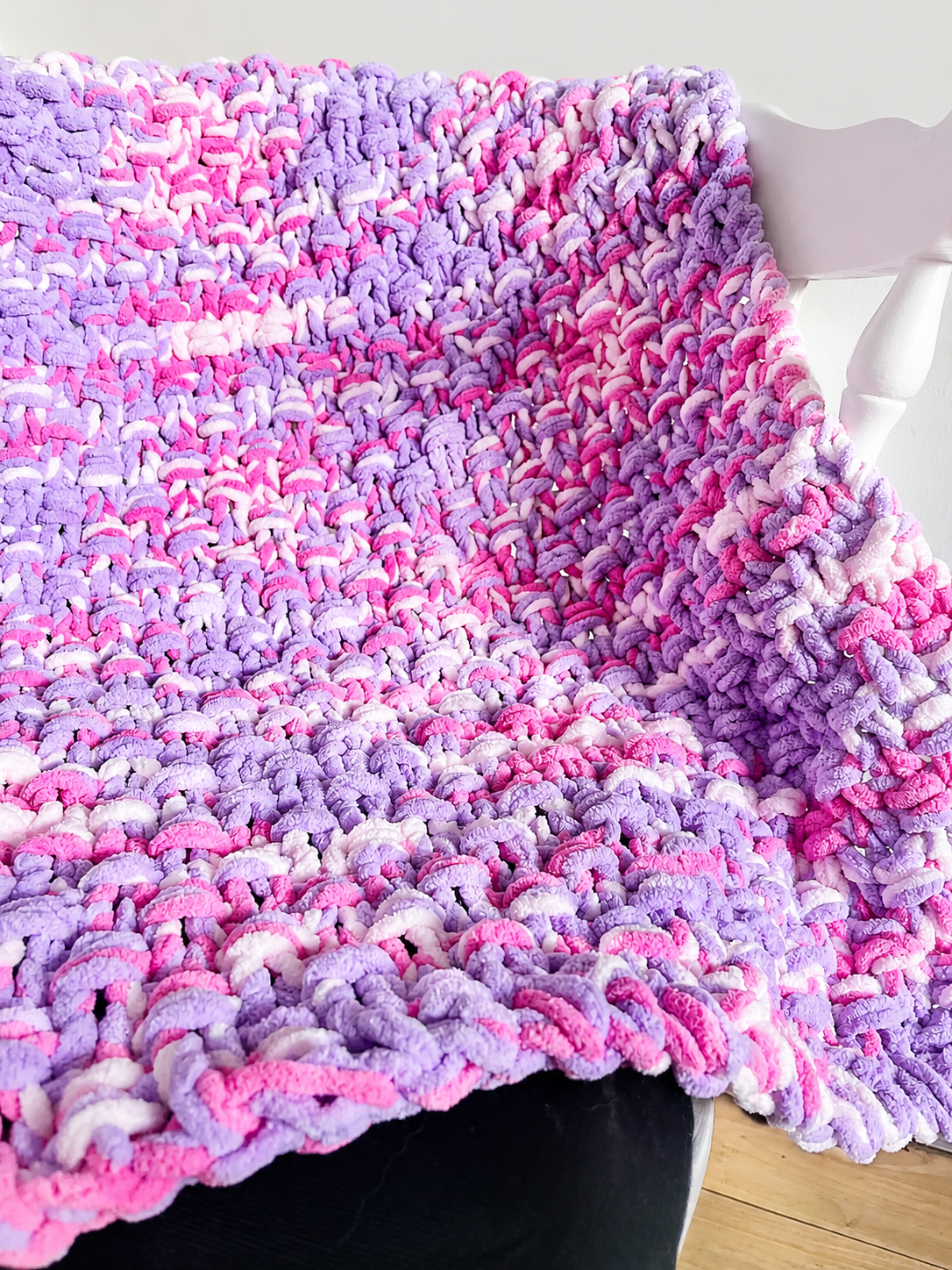 Colourful Chenille Baby Blanket – Hand-Knitted, Soft & Lightweight