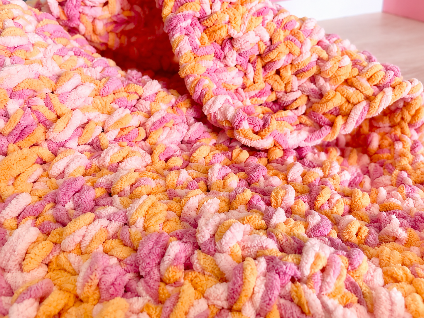 Colourful Chenille Baby Blanket – Hand-Knitted, Soft & Lightweight
