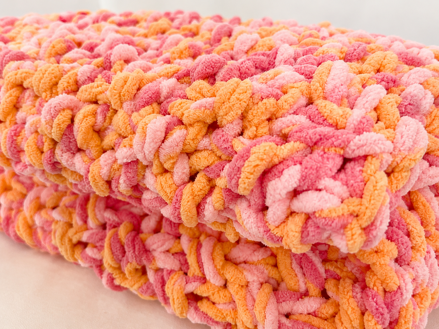 Colourful Chenille Baby Blanket – Hand-Knitted, Soft & Lightweight