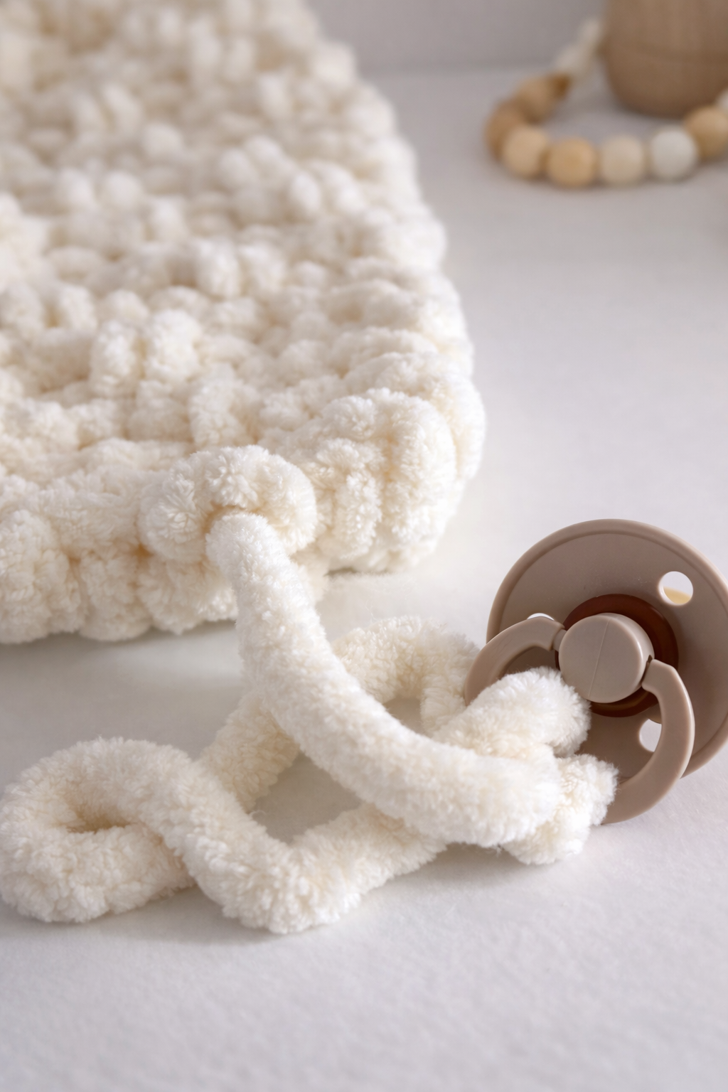 Handmade Chenille Baby Comforter | Snuggle Square with Dummy Loop