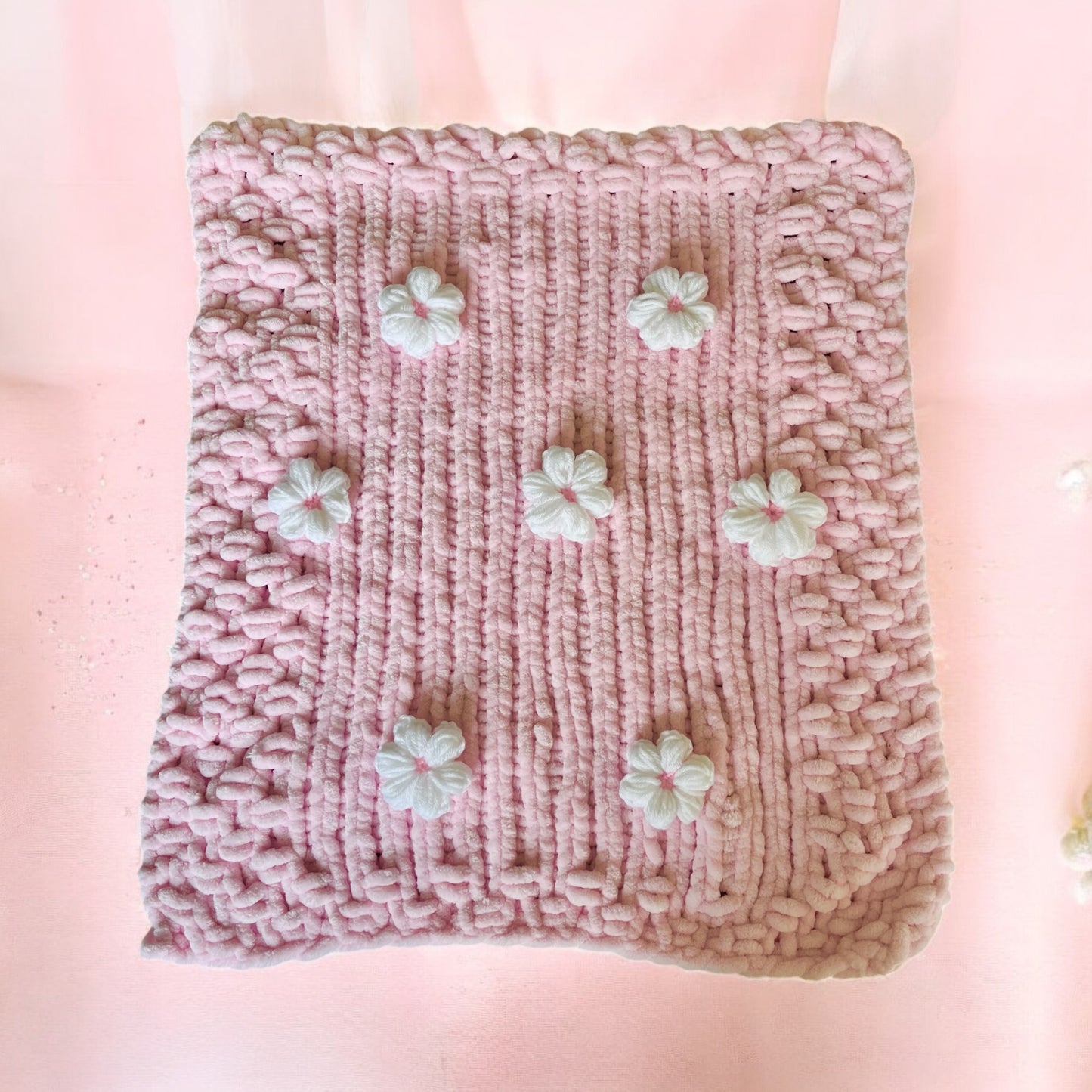 Puff Flower Baby Blanket