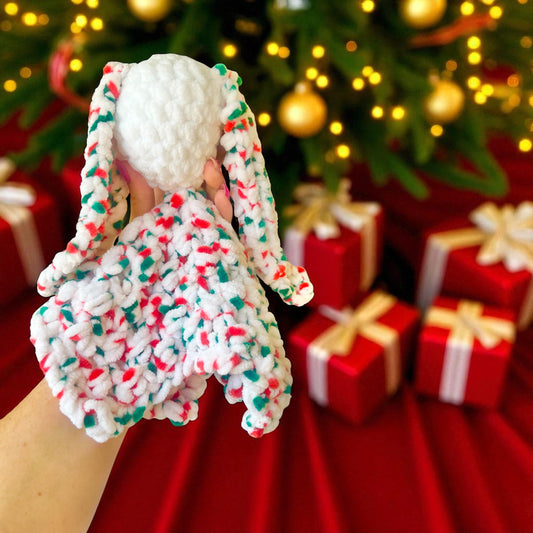 Christmas Snuggle Bunny – Festive Chenille Plush Comforter for Babies