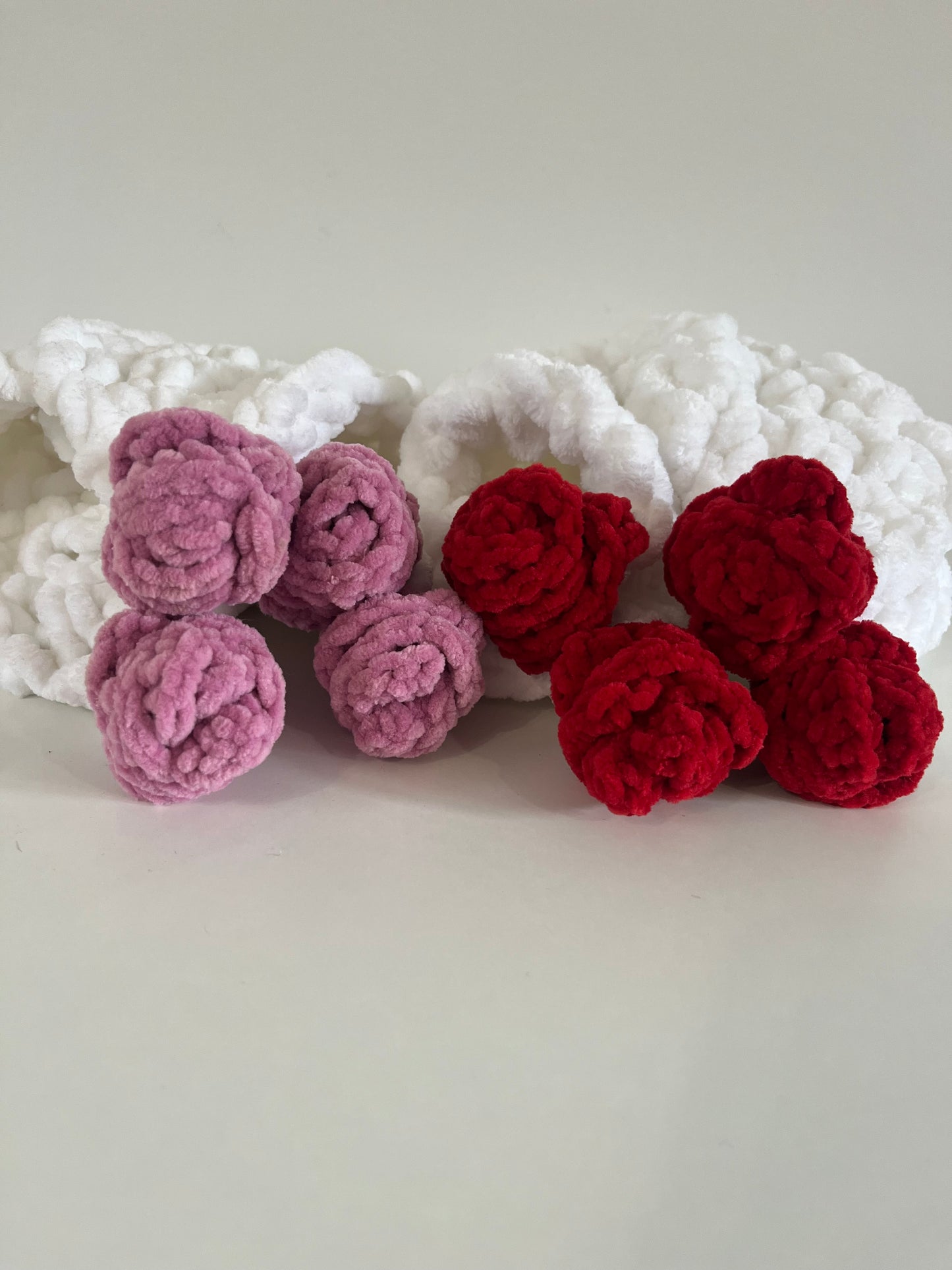 Rose Posy Snuggle Square | Hand-Knitted Chenille Baby Comforter (30 × 30cm)